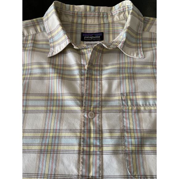 PATAGONIA Organic Cotton Yellow Plaid Button Down Shirt Mens sz M - Picture 4 of 10